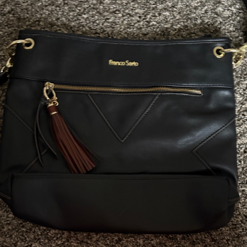 Franco Sarto Black Crossbody Bag with Gold Accents